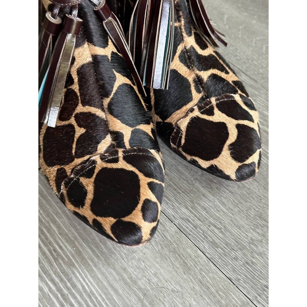 BOTTLE Sao Paulo Haircalf Giraffe Print Tassel Ankle Boots EU 37 US 7 - Picture 7 of 10
